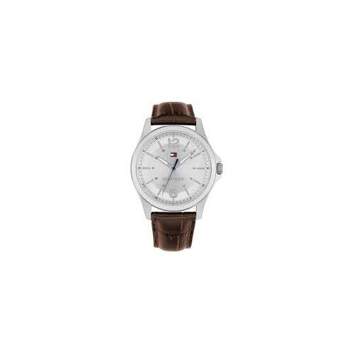 Tommy Hilfiger Brown Leather White Dial Men's Watch