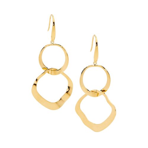 Ellani Stainless Steel Double Wave Circle Earring YG