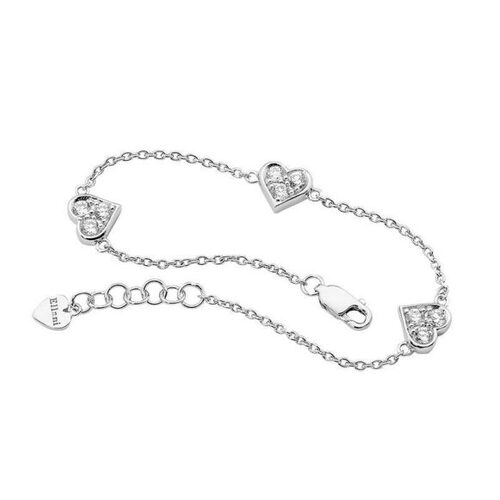 Ellani SS WH CZ 3 Hearts Bracelet