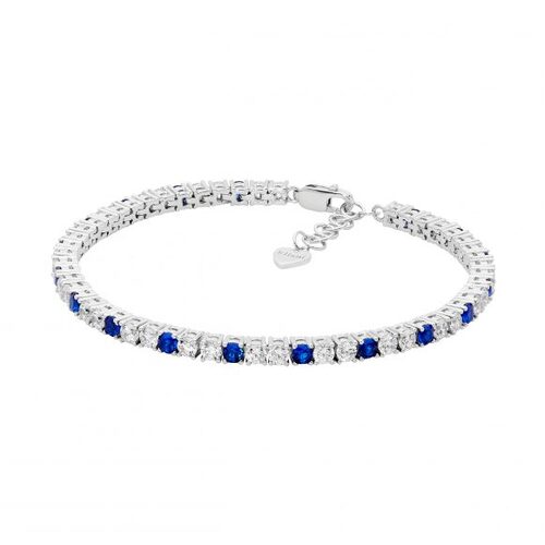 Ellani SS Dk Blue & WH 3mmCZ Tennis Bracelet