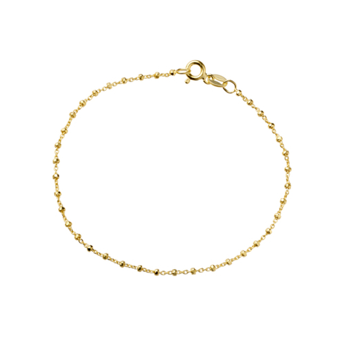 Gold Plated Sterling silver teardrop fine chain bracelet with hammered balls