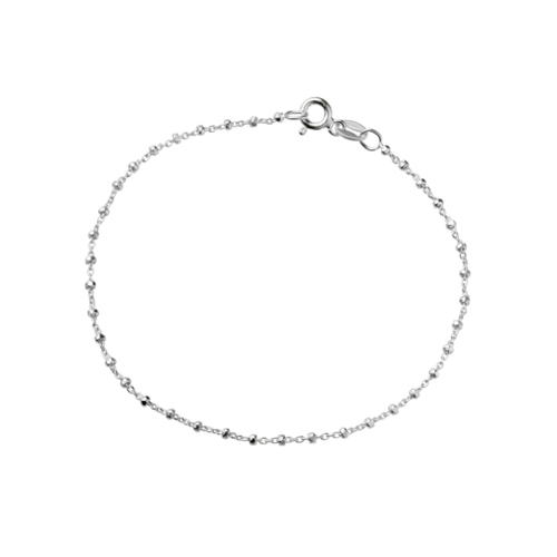 Sterling silver teardrop fine chain bracelet with hammered balls