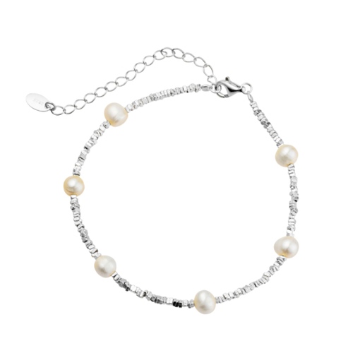 Sterling silver fresh water pearl and bead bracelet