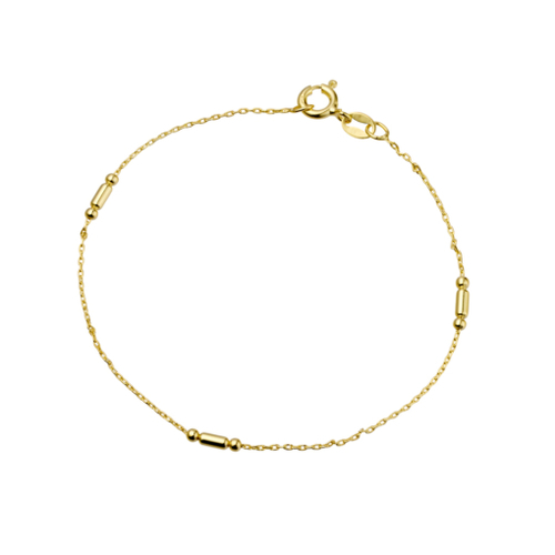 Yellow Gold Sterling silver bracelet with cylinder and ball detail