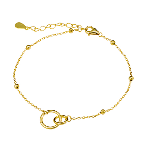 Yellow Gold Sterling silver linked circle bracelet with ball detail