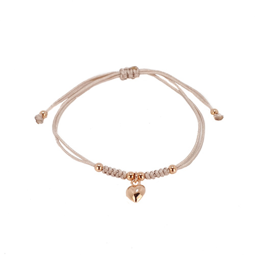 ROSE GOLD HEART CORD BRACELET NUDE