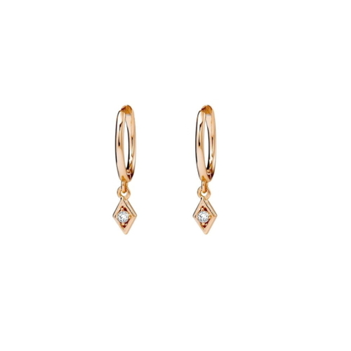 Rose Gold Plated Sterling silver huggies with tiny CZ charm