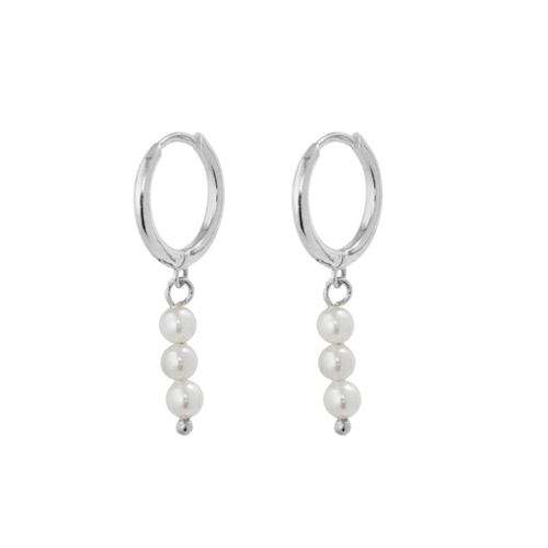 Sterling silver and freshwater pearl huggie earrings