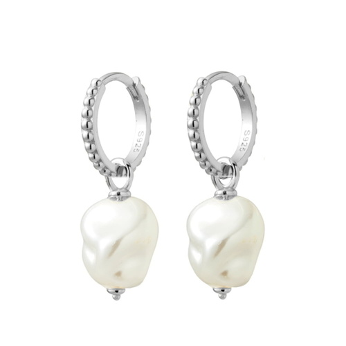 Indulge Sterling Silver huggie earrings with removable pearl charm