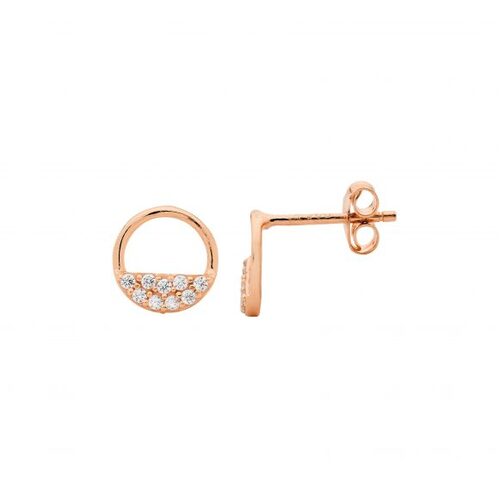 Ellani Open Circle Earrings 2 Row WH CZ w/ RG