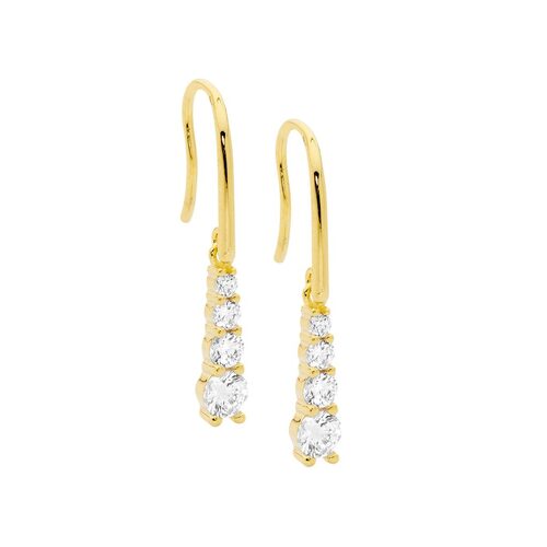 Ellani SS WH CZ Gradual Drop Earrings G