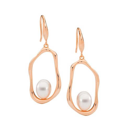 Ellani Open Oval w/Freshwater Pearl Earrings RG