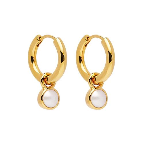 NAJO HEAVENLY PEARL AND GOLD HUGGIE EARRINGS