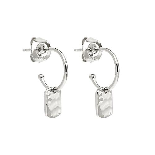 NAJO STERLING SILVER BEATEN TAG HOOP EARRINGS