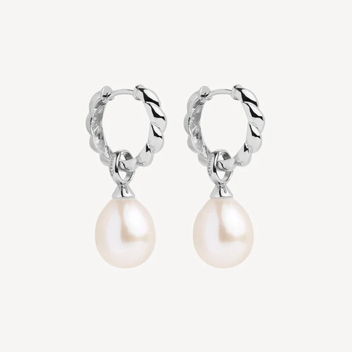 Najo Dew Drop Pearl Earrings Silver