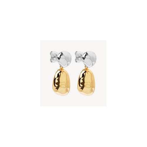 Najo Double Pebblet Two-Tone Stud Earrings