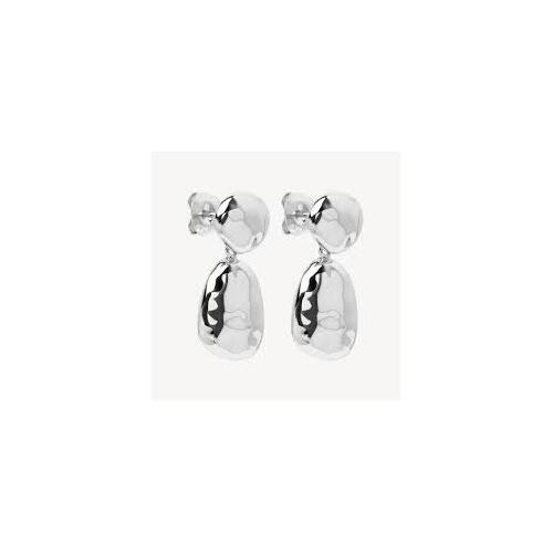 Najo Double Pebblet Silver Stud Earrings