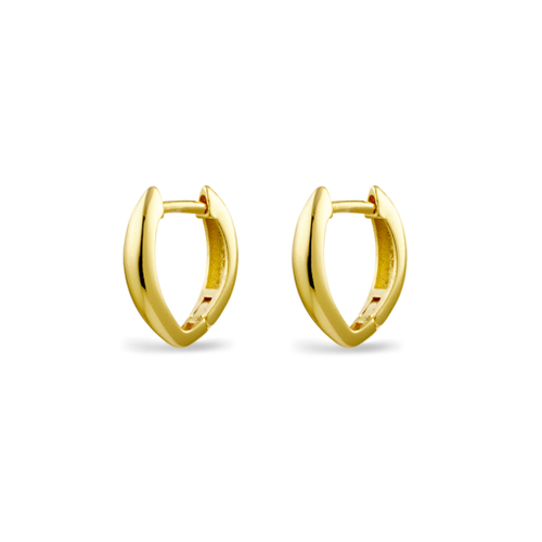 Yellow Gold Plated Sterling silver mini rounded “V” huggies