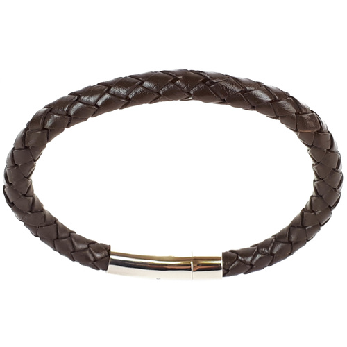 BROWN LEATHER SINGLE STRAND BRACELET