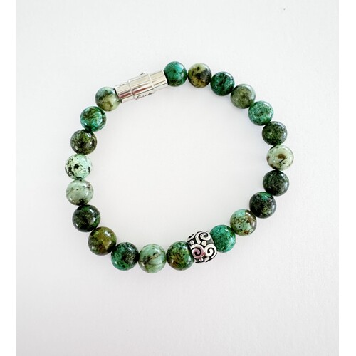 SANTO AFRICAN TURQUOISE BEADED BRACELET WITH S/STEEL CLASP