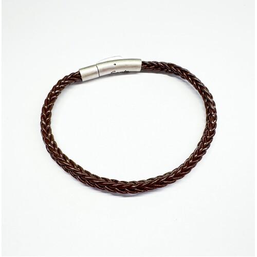 BROWN THIN LEATHER ROPE STYLE BRACELET