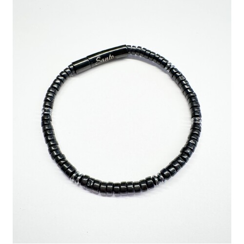 ONYX BEADED BRACELET WITH BLACK S/STEEL CLASP