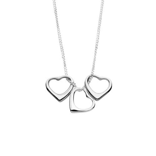 Sterling silver necklace with 3 floating heart pendants