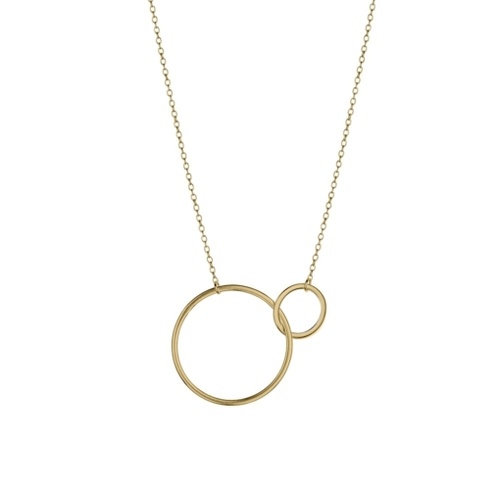 Indulge Yellow Gold Sterling silver double circle necklace