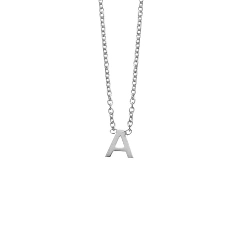 Sterling Silver necklace with initial pendant - A