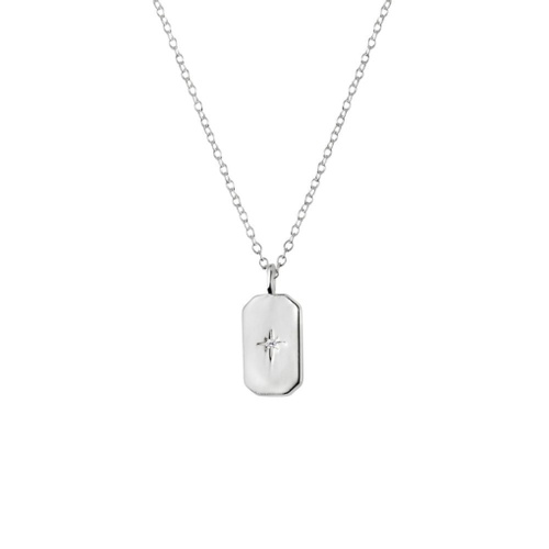 Indulge Sterling silver necklace with rectangle pendant featuring CZ