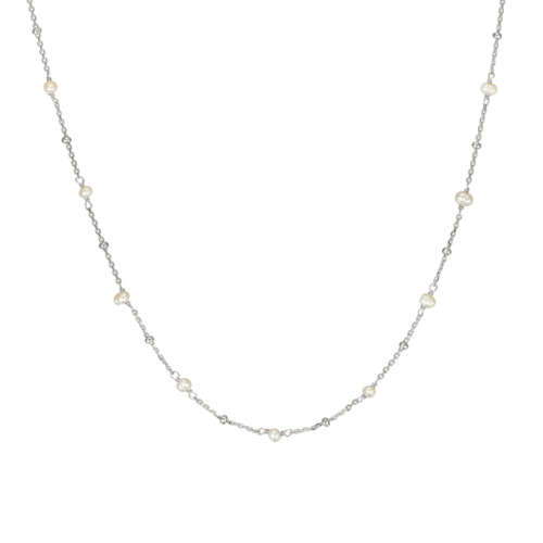 Sterling silver bead and freshwater pearl necklace