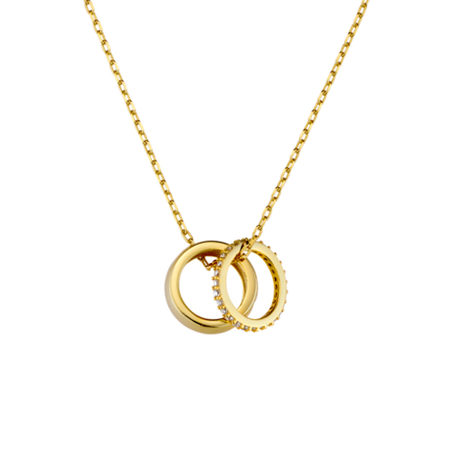 Yellow Gold Plated Sterling silver double ring necklace