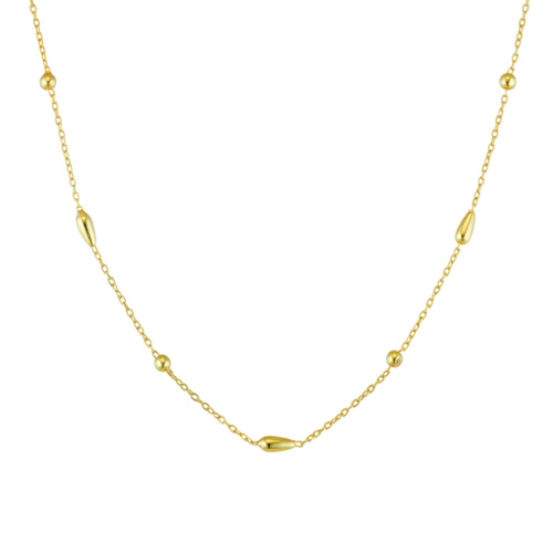 Indulge Yellow Gold Sterling silver teardrop fine chain necklace