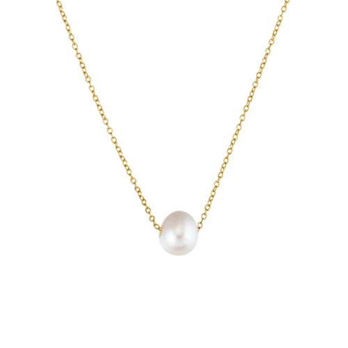 Yellow Gold Plated Sterling silver necklace with floating pearl