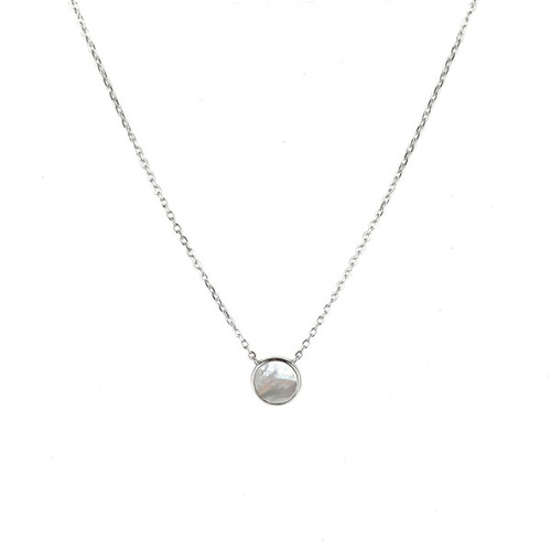 STERLING SILVER MOTHER OF PEARL DISC NECKLACE