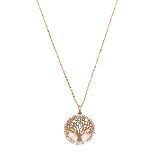 ROSE GOLD MOTHER OF PEARL TREE OF LIFE NECKLACE