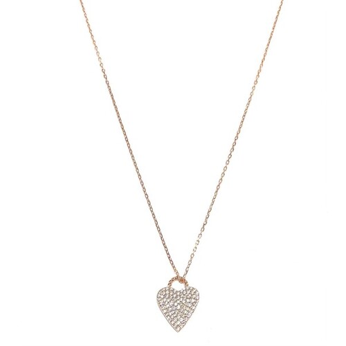 ROSE GOLD PAVE CZ HEART NECKLACE