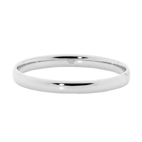 Ellani Stainless Steel 8mm wide Bangle Silver