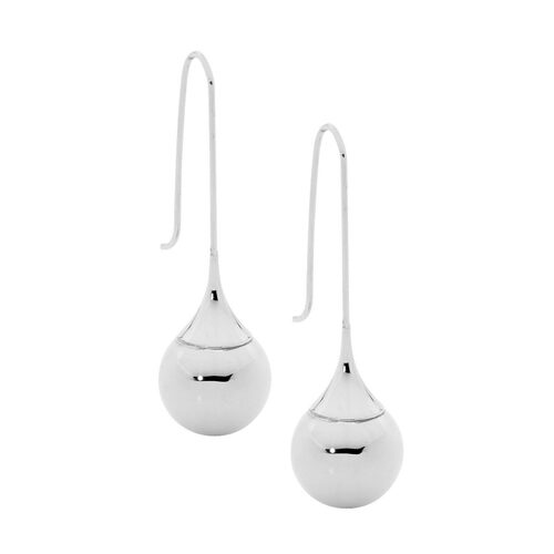 Ellani Stainless Steel Long Drop w/Ball Earrings