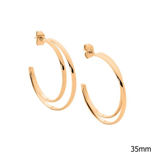 Ellani Stainless Steel Double Row Hoop Earrings RG