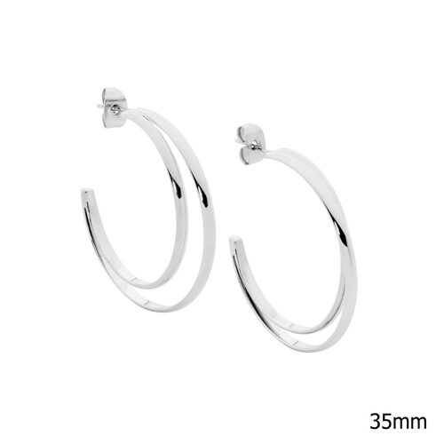 Ellani Stainless Steel Double Row Hoop Earrings