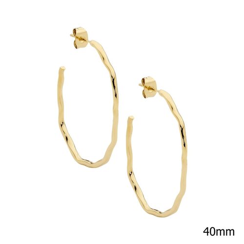 Ellani Stainless Steel 40mm Wave Hoop Earrings YG