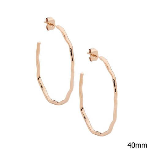 Ellani Stainless Steel 40mm Wave Hoop Earrings RG