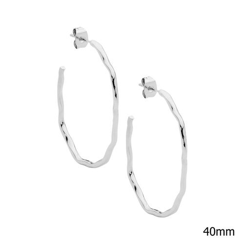 Ellani Stainless Steel 40mm Wave Hoop Earrings