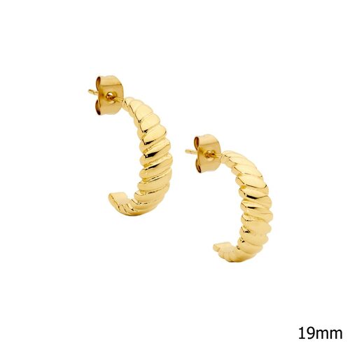 Ellani Stainless Stee 19mm Rounded Twist Hoop Earrings YG