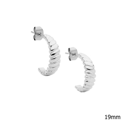 Ellani Stainless Stee 19mm Rounded Twist Hoop Earrings