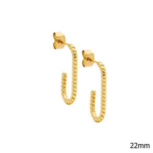 Ellani Stainless Steel 22mm Twist Hoop Earrings YG