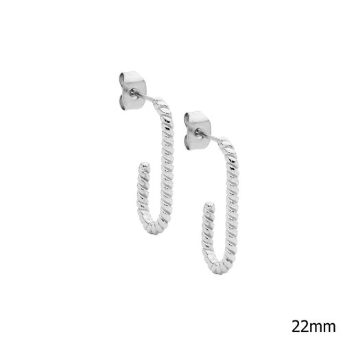 Ellani Stainless Steel 22mm Twist Hoop Earrings