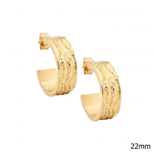 Ellani 22mm hoop earrings, stainless steel with IP gold plating.