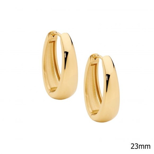 Ellani 23mm hoop earrings, stainless steel with IP gold plating.